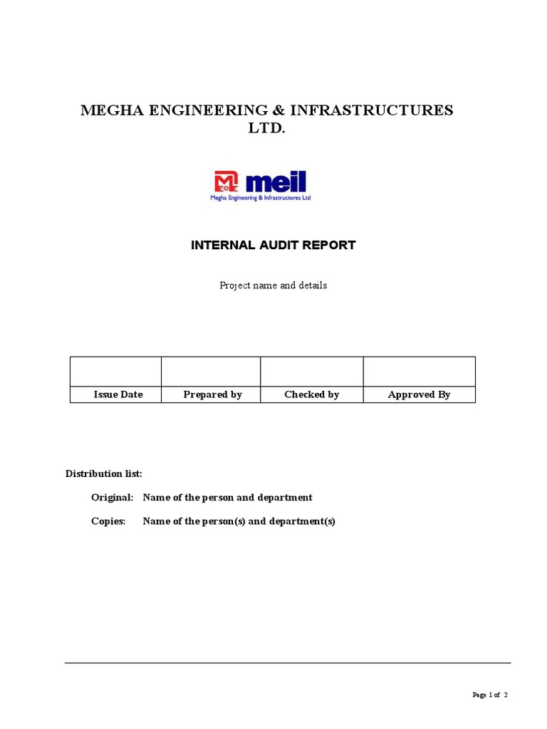 Megha Engineering Internal Audit Report | PDF