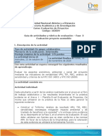 Guía de Actividades y Rúbrica de Evaluación - Unidad 2 - Fase 3 - Evaluación Proyecto Sostenible