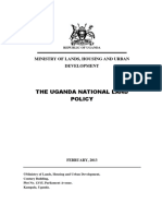 The Uganda National Land Policy: Ministry of Lands, Housing and Urban Development