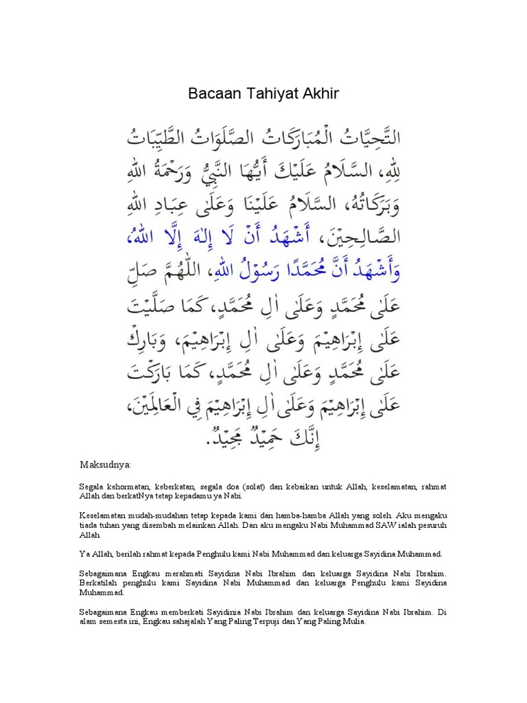 Bacaan dan Makna Tahiyat Akhir | PDF