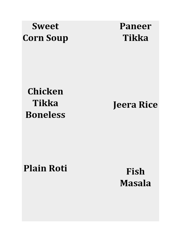 Menu Name Plate1 | PDF