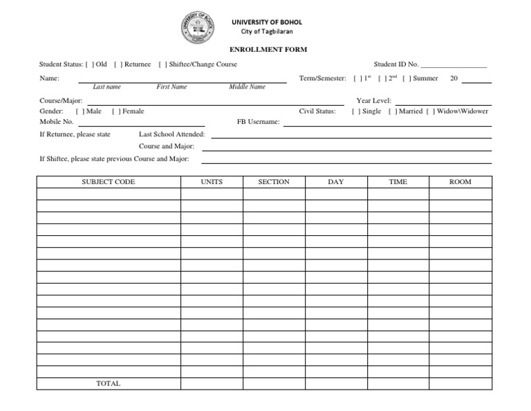 Enrollment Form Old PDF | PDF