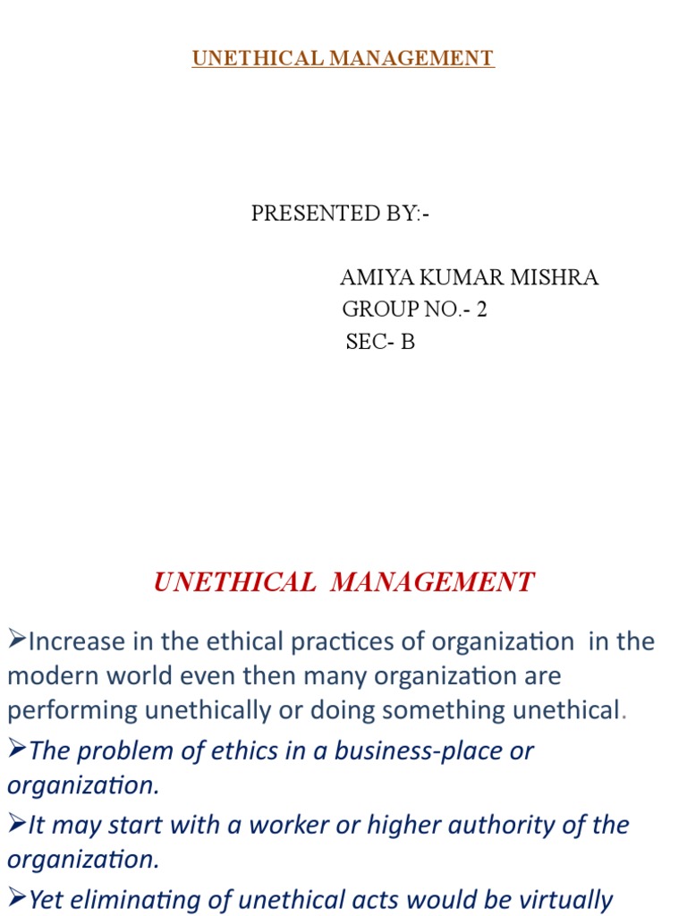 Unethical Management Practices Explained | PDF