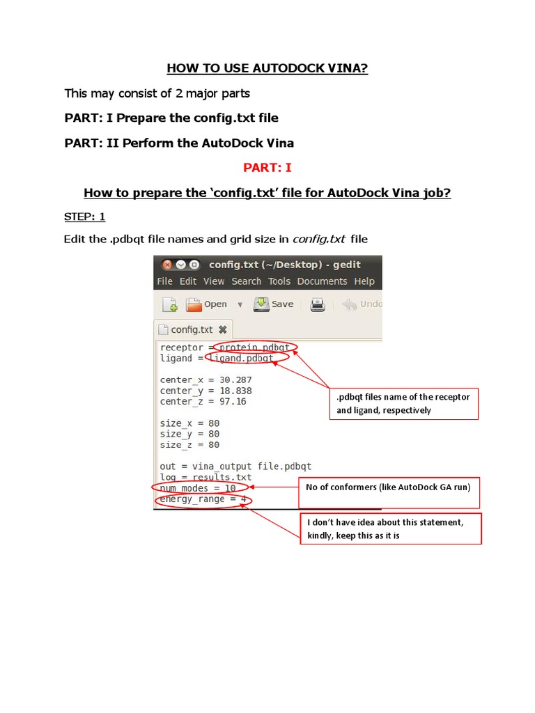 This May Consist of 2 Major Parts How To Use Autodock Vina? PDF