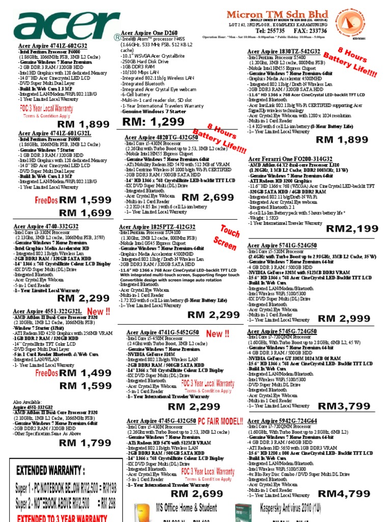 Acer 1 Pdf Advanced Micro Devices Electronic Engineering