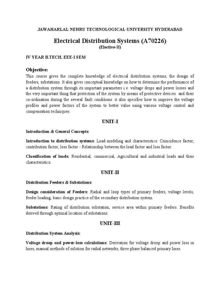 Electrical Distribution System Overview | PDF | Electric Power ...