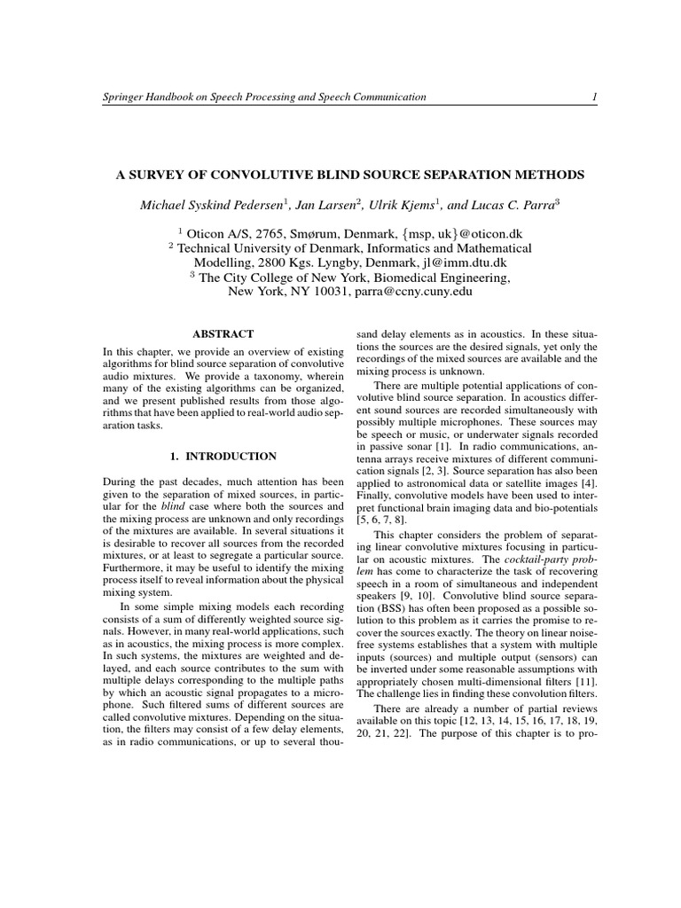 Convolutive Blind Source Separation Survey | PDF | Discrete Fourier ...