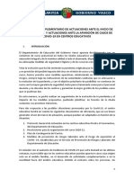 Protocolo complementario de actuaciones ante el inicio de curso 2020-2021 y actuaciones ante la aparición de casos de COVID-19 en centros educativos