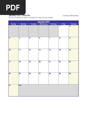 Excel-2021-Calendar