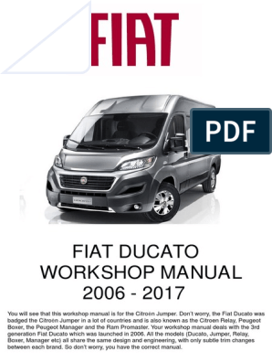 Fiat Ducato Workshop Manual 2.2L and 3.0L HDi 2006 To 2017 | PDF | Vehicles  | Components
