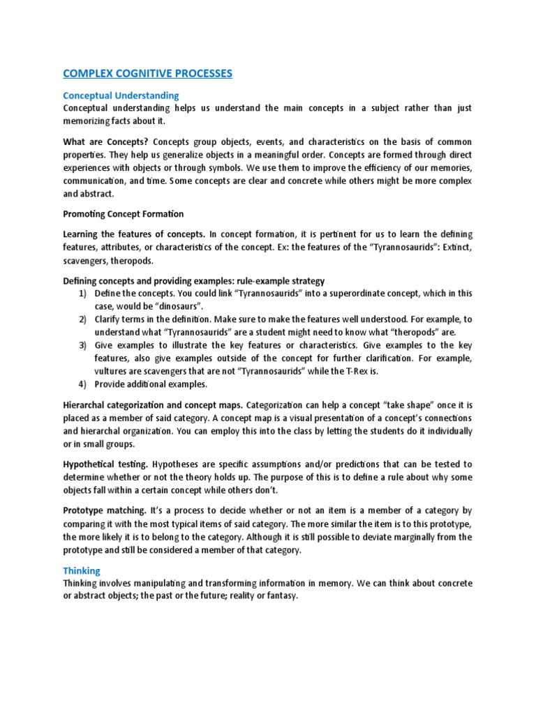 Complex Cognitive Processes Download Free Pdf Concept Critical
