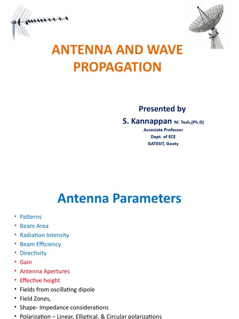 Antenna and Wave Propagation Presented by S. Kannappan PDF Antenna