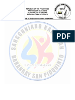 Republic of The Philippines Province of Batangas Municipality of Malvar Barangay San Pioquinto Office of The Sangguniang Kabataan