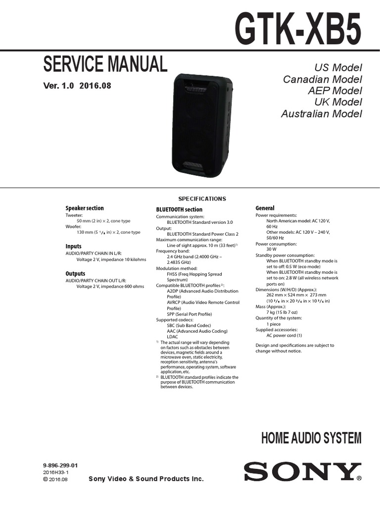 Sony Gtk Xb5 Ver 1 0 Bluetooth Loudspeaker