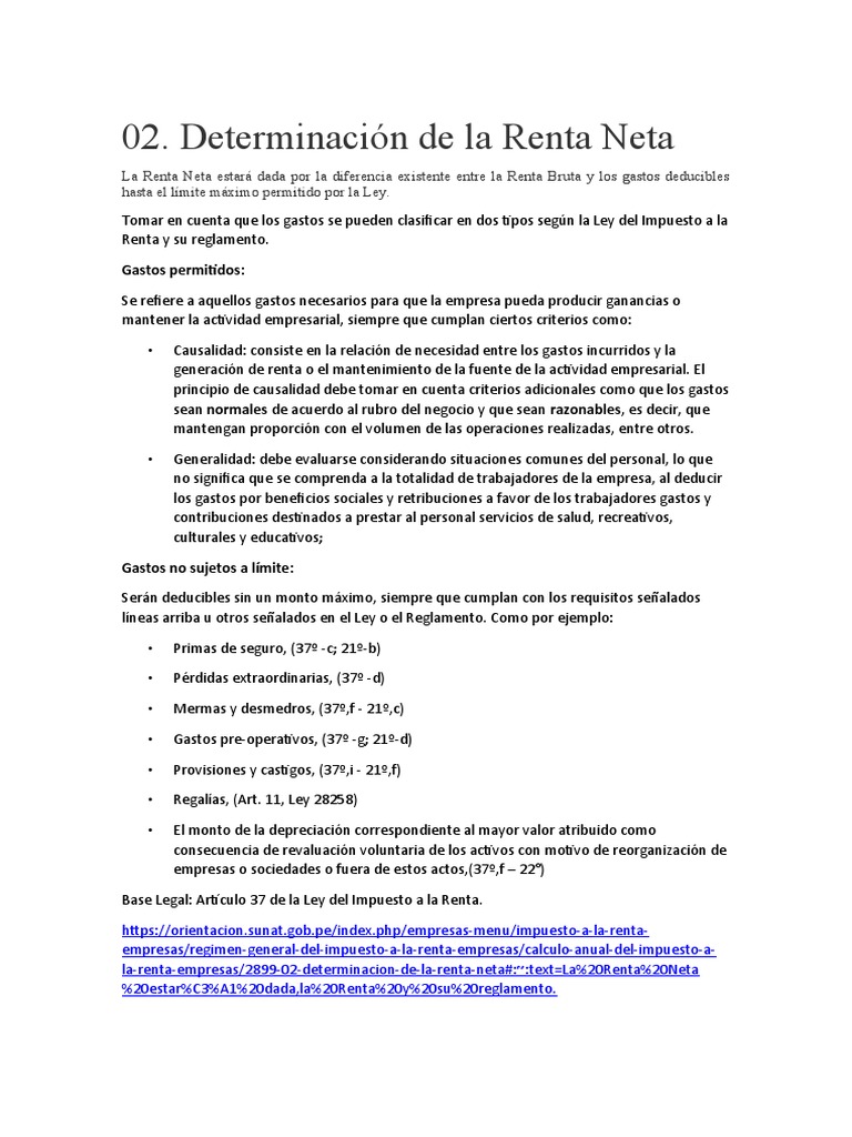 Gastos Deducibles y No Deducibles SUNAT | PDF | Impuesto sobre la renta ...