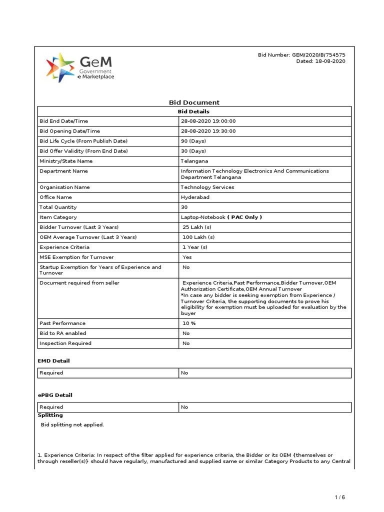 Gem Bidding 1835265 Pdf Solid State Drive Random Access Memory