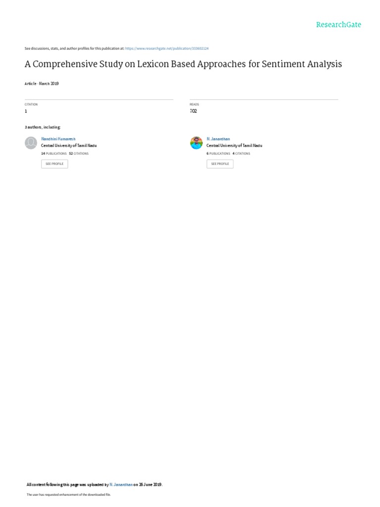 A Comprehensive Study On Lexicon Based Approaches For Sentiment ...