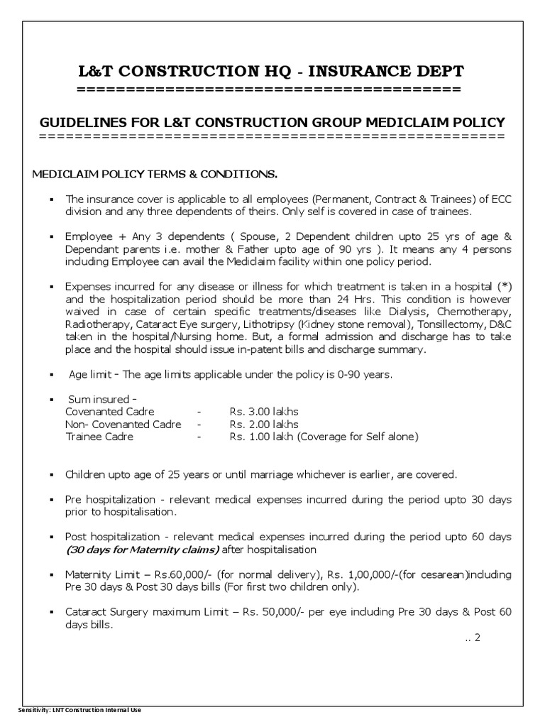 Guidelines For Ecc Group Mediclaim Policy 201920 PDF Hospital
