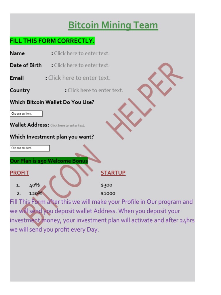 Bitcoin Mining Team Registration Form | PDF | Law