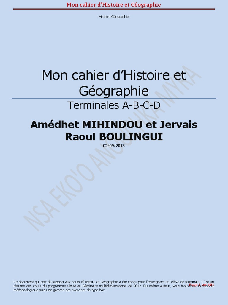 Page De Garde Cahier Geographie Mondialisation Cahier Dhistoire Gé PDF | PDF | Procès de Nuremberg | Nations unies