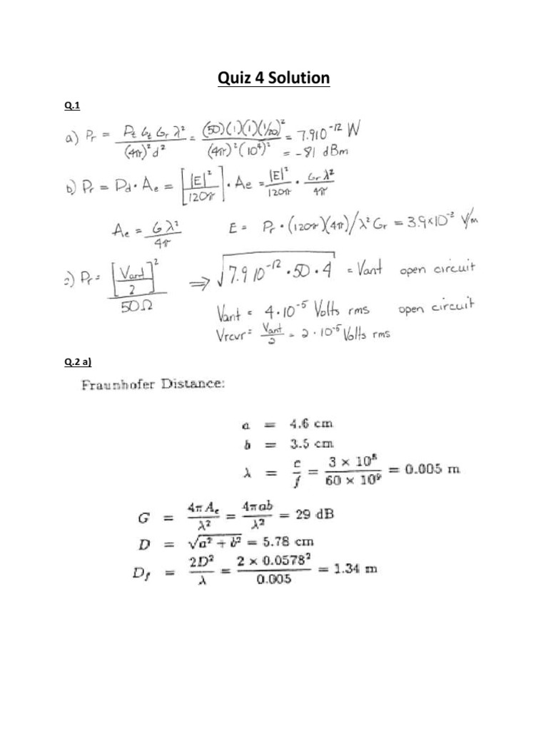 Quiz 4 Solutions and Evaluations | PDF