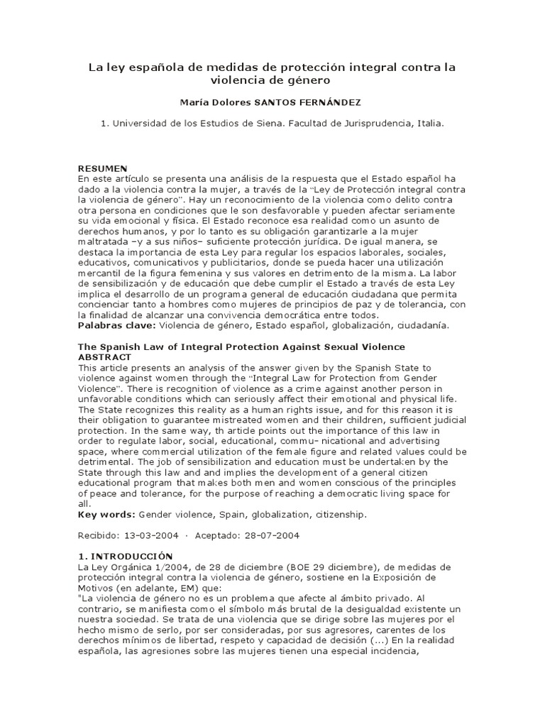 Ley Integral contra la Violencia de Género | PDF | La violencia contra ...