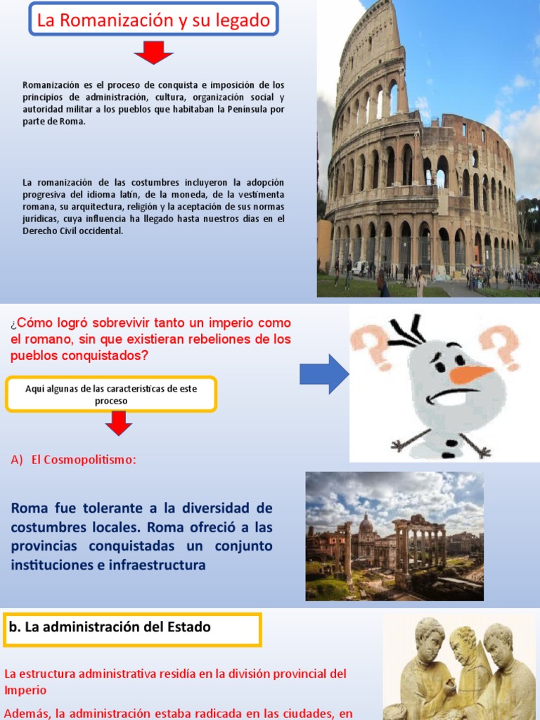 La Romanizacion y Su Legado PDF imperio Romano Roma antigua