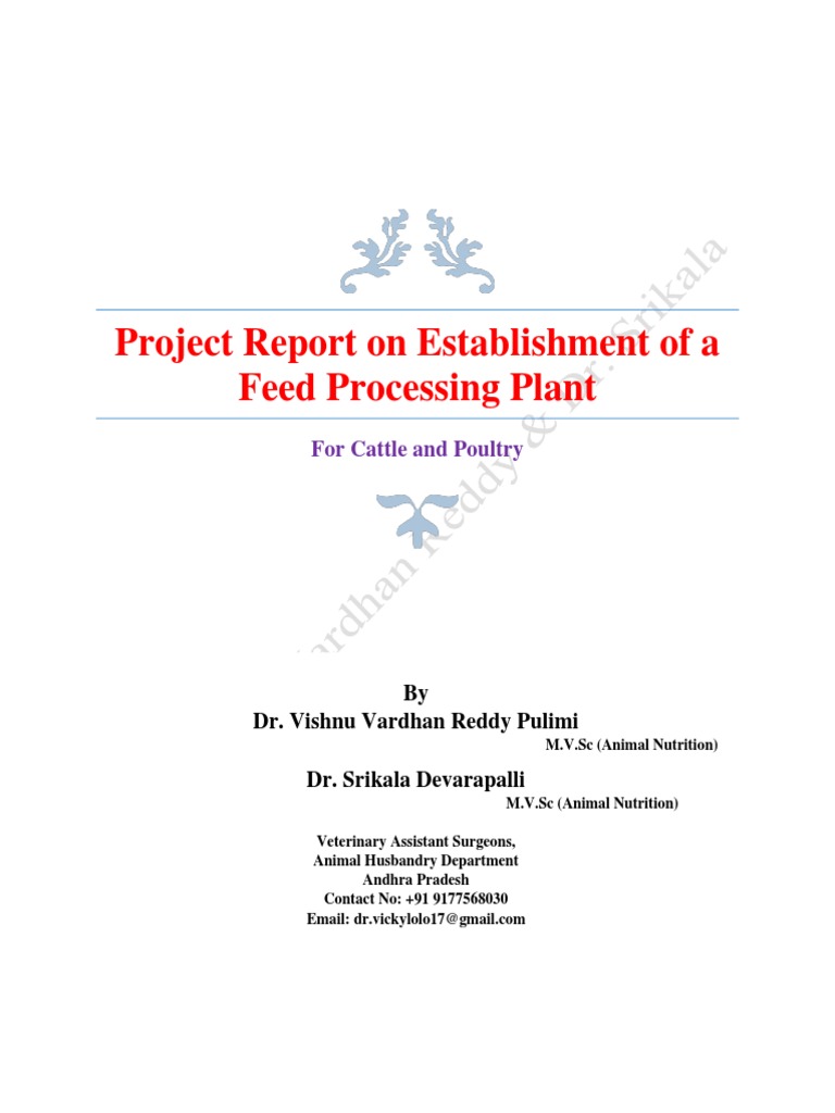 Project Report On Establishment of A Feed Processing Plant For Cattle