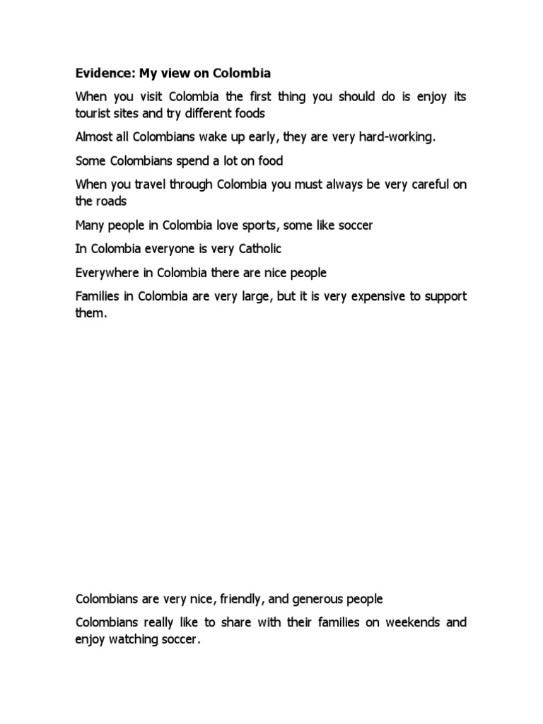 Evidence: My View On Colombia | PDF | Religion & Spirituality | Lifestyle