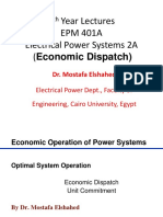 4 Year Lectures EPM 401A Electrical Power Systems 2A (Economic Dispatch)