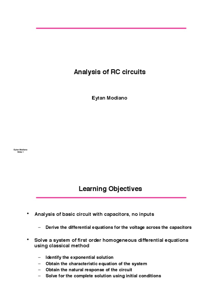 Analysis Of Rc Circuits Pdf Electrical Engineering Teaching