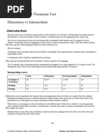 Placement Test Elementary To Intermediate: Interpreting Scores