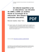 Marcelo Vazelle, Cesar Tello (2004) - El Estado Liberal Argentino y Las Politicas Educativas. Las Decadas de 1880 y 1990 Un Analisis Desde (..)