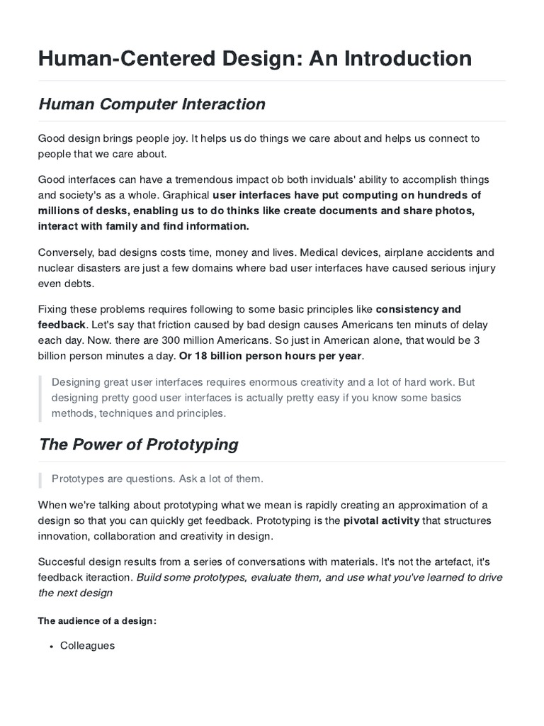 Introduction to Human-Centered Design | PDF | Prototype | Usability