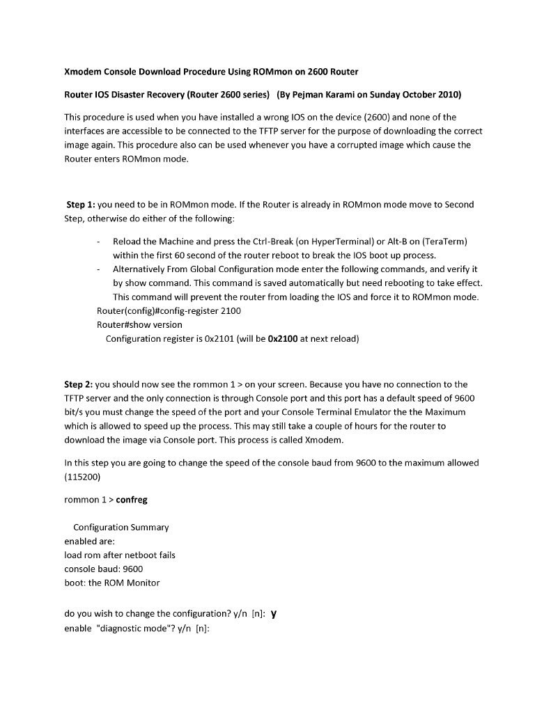 Xmodem Download for Cisco 2600 Router | PDF | Command Line Interface ...