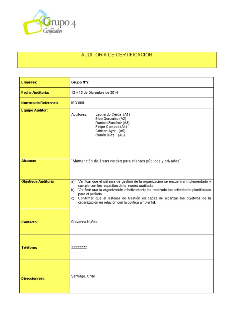 Auditoría de Certificación ISO 9001 | PDF | Auditoría | Business