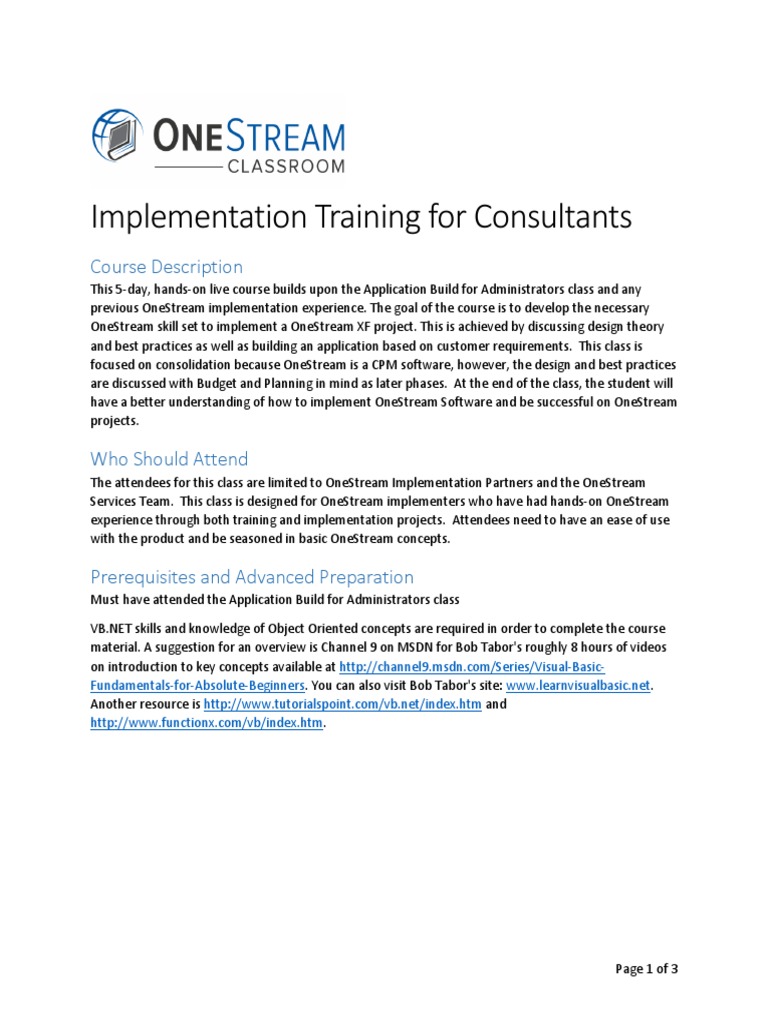 OneStream Implementation Training | PDF | Design | Computing