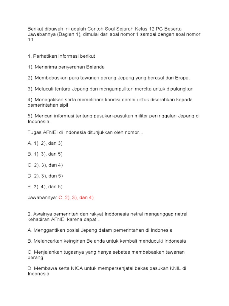 Soal Sejarah P - 1 Pdf
