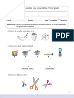 Prueba de La Unidad 1 de Matemática, Primer Grado