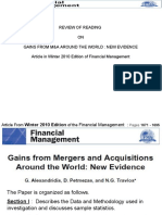 Review of Reading ON Gains From M&A Around The World: New Evidence Article in Winter 2010 Edition of Financial Management