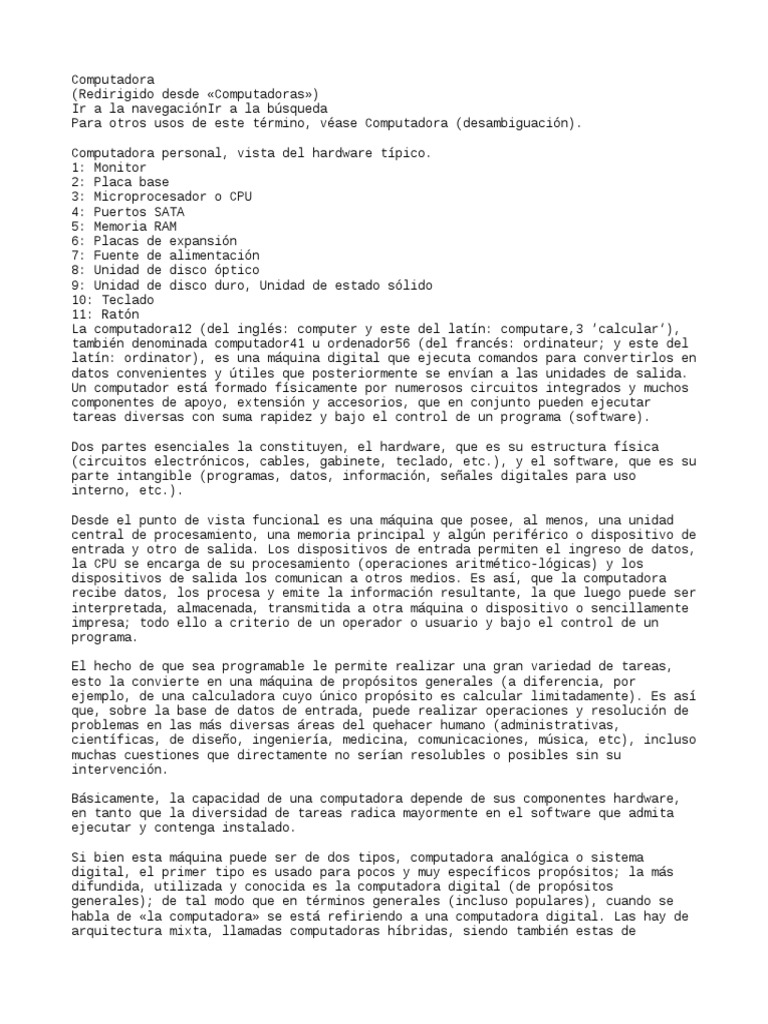 Computadoras | PDF | Hardware de la computadora | Almacenamiento de ...