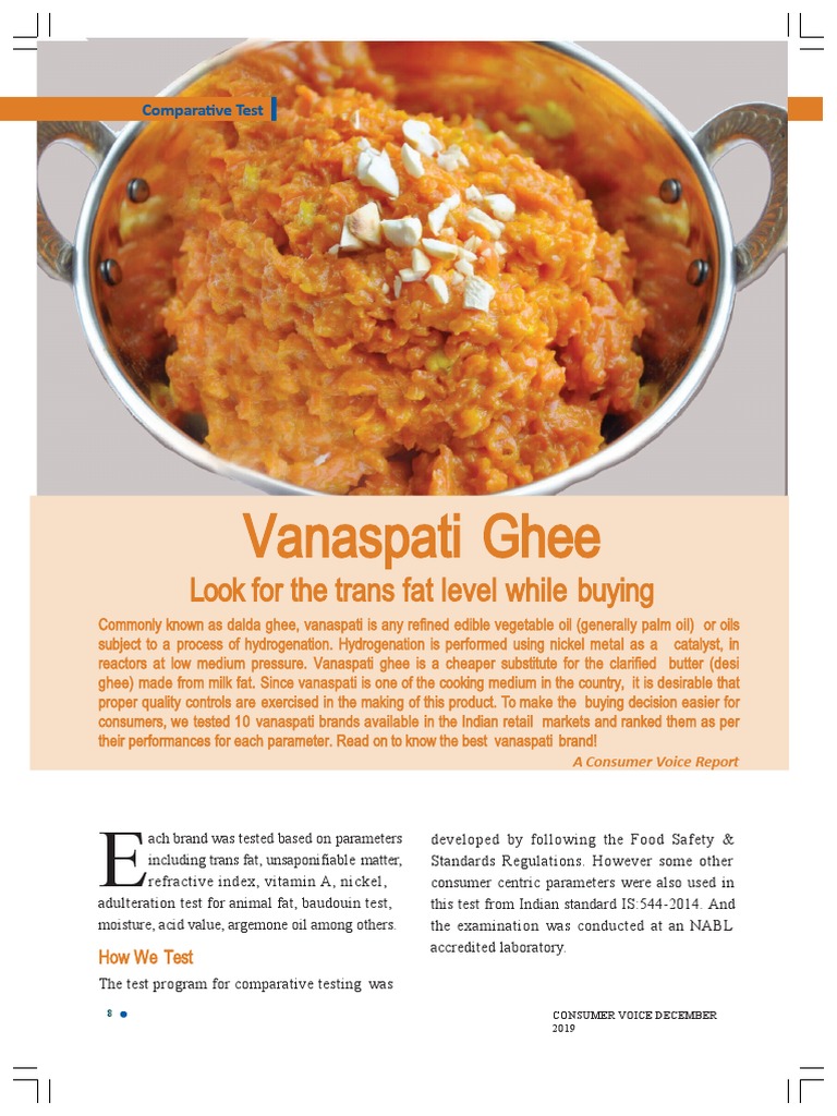 Vanaspati Ghee: Look For The Trans Fat Level While Buying | PDF | Trans Fat  | Vegetable Oil