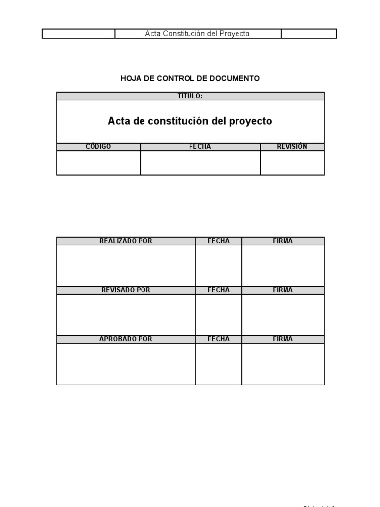 Acta de Constitución del Proyecto | PDF | Gestión de proyectos | Software