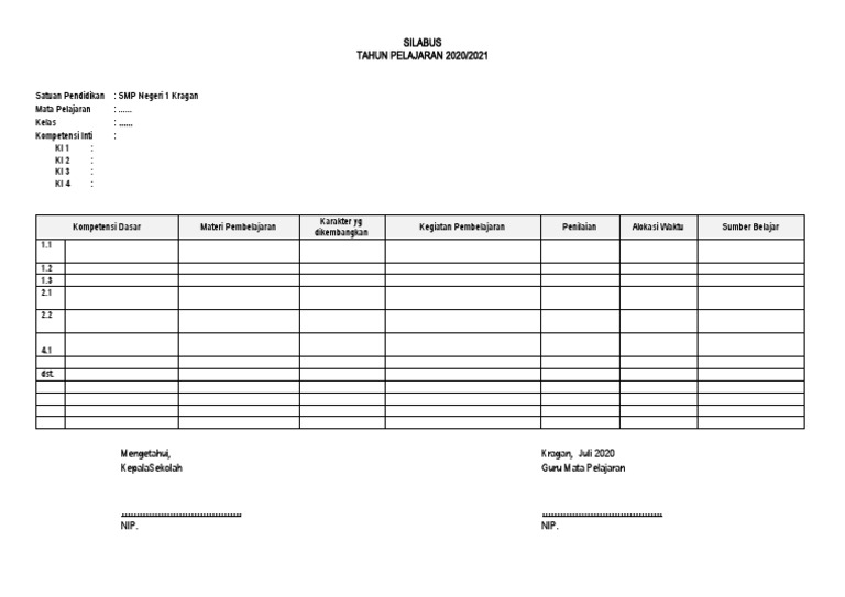 Format Silabus | PDF