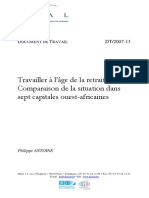 Travailler À L'âge de La Retraite ? Comparaison de La Situation Dans Sept Capitales Ouest-Africaines