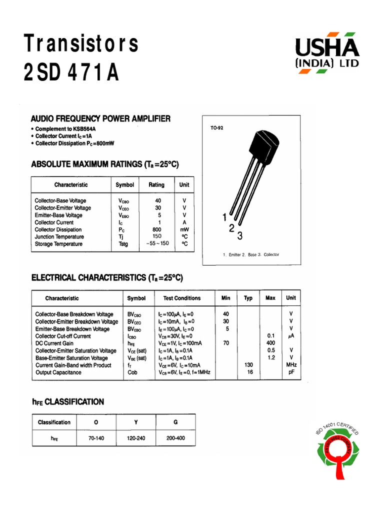 2SD471A Transistor Datasheet | PDF | Computers