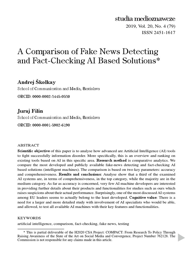 AI Solutions for Fake News Detection | PDF | Artificial Intelligence ...