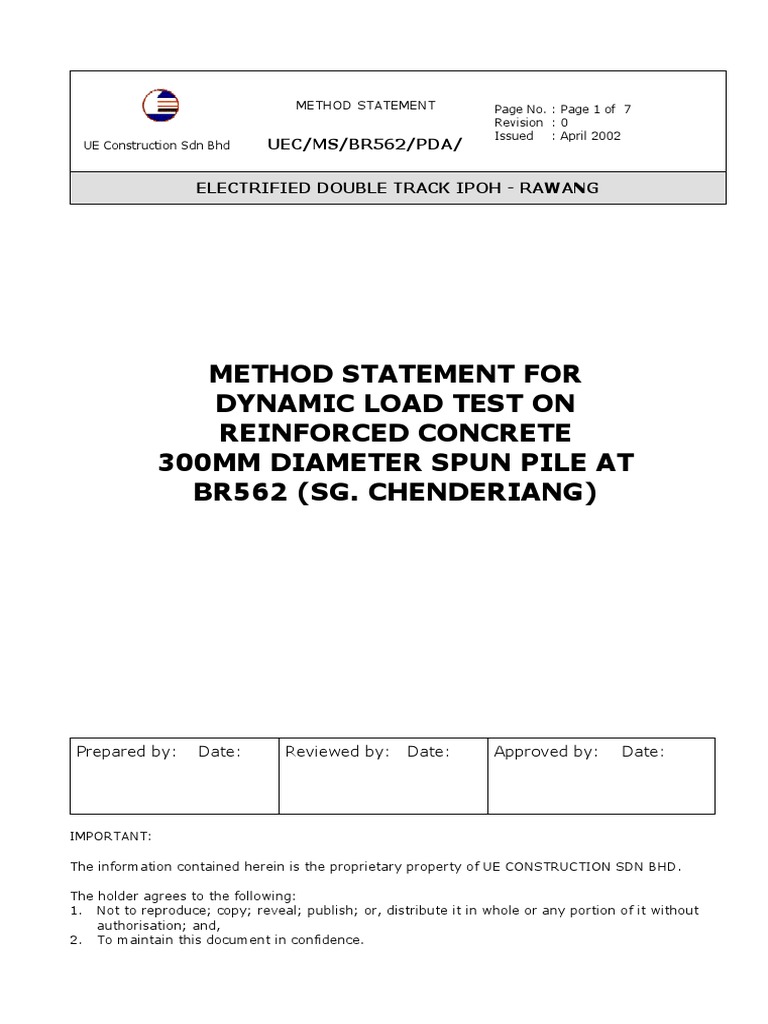 Dynamic Load Test Method Statement | PDF | Deep Foundation | Safety