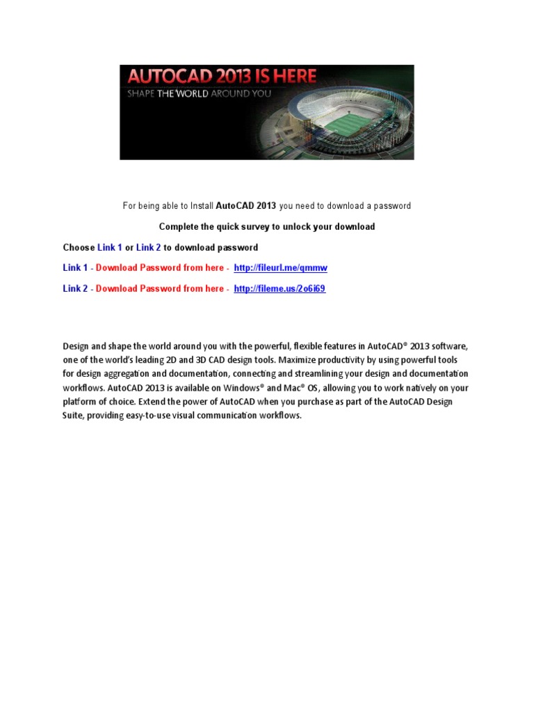 For Being Able To Install Autocad 2013 You Need To Download A Password ...