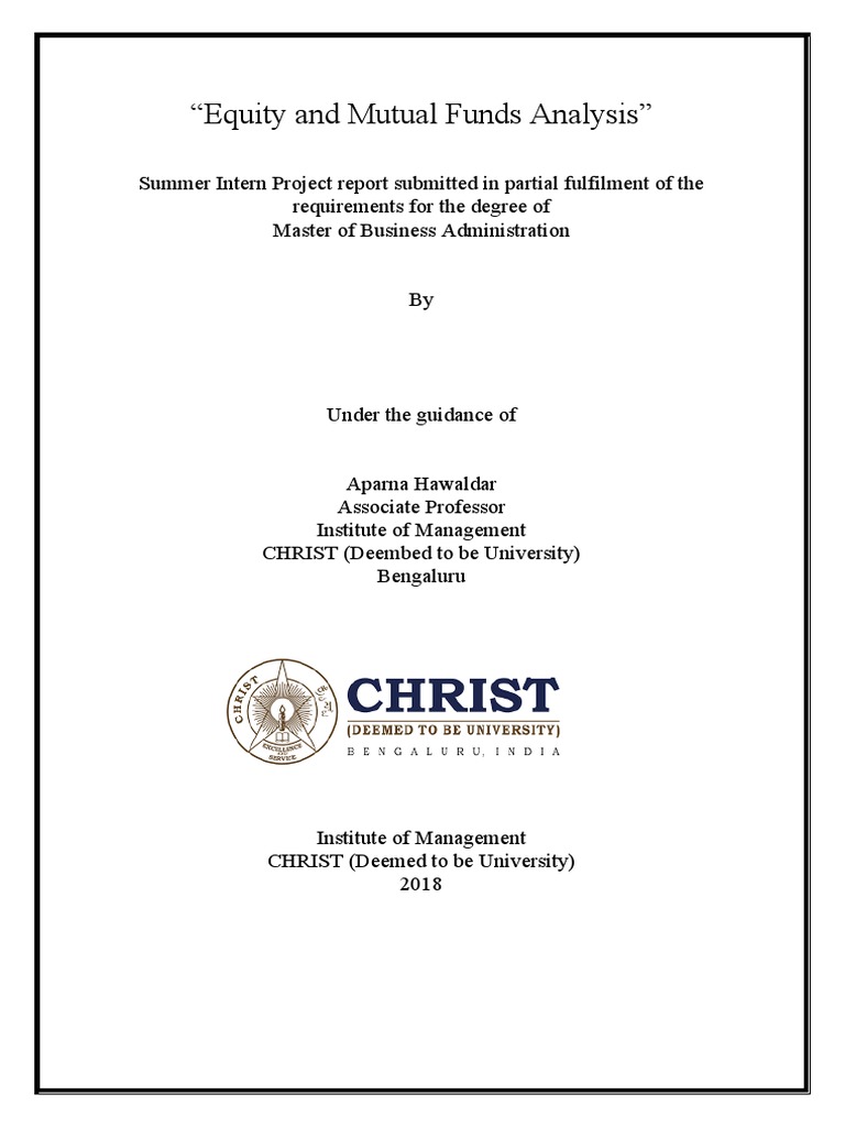 Equity and Mutual Funds Analysis Report | PDF | Modern Portfolio Theory ...